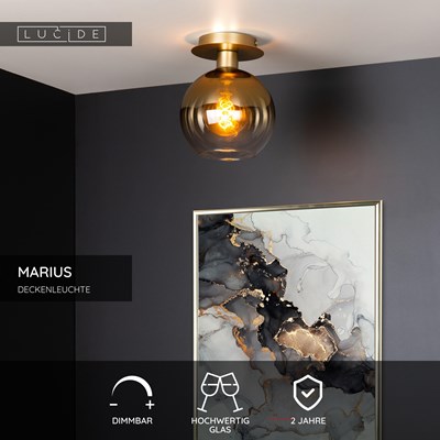 Lucide MARIUS - Deckenleuchte - 1xE27 - Mattes Gold / Messing
